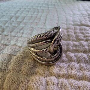 925 Sterling Silver Italy Modernist Knot Wide Ring Size 8